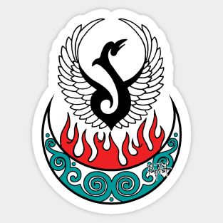 Pictish Crescent Rising Phoenix Sticker